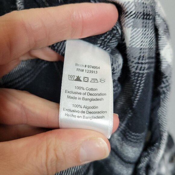 Jachs Men's XL Plaid Flannel Thick Button Front Shirt Black White - Picture 7 of 8